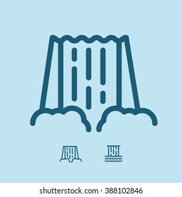 Waterfall icon vector line illustration