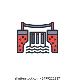 Waterfall icon. vector.Editable stroke.linear style sign for use web design,logo.Symbol illustration.
