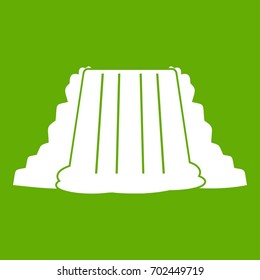 waterfall icon white isolated on green background. Vector illustration