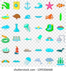 Waterfall icons set. Cartoon style of 36 waterfall vector icons for web for any design