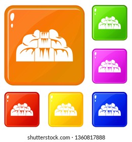 Waterfall icons set collection vector 6 color isolated on white background