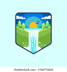 Waterfall Illustration Flat Design Vector