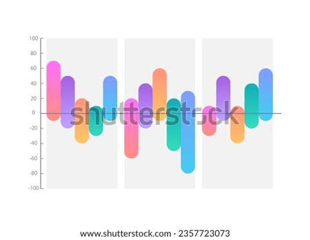 Waterfall infographic chart design template. Indicators changing. Profit values. Interval changes. Infochart with vertical bar graphs. Visual data presentation. Myriad Pro-Bold, Regular fonts used