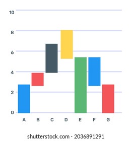 Waterfall infographic icon in flat design