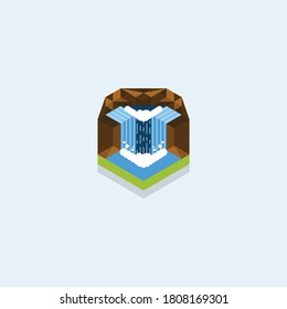 Waterfall Isometric 3d Diseño de Ilustración Moderna