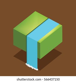 waterfall with isometric concept