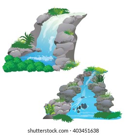 waterfall in jungle vector
