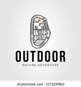 waterfall landscape or carabiner for adventure logo vector illustration design
