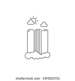 waterfall landscape vector icon concept, isolated on white background