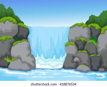 waterfall with landscape view background