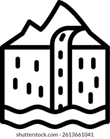 Waterfall Line Vector Icon Design
