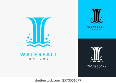 Waterfall logo design vector illustration