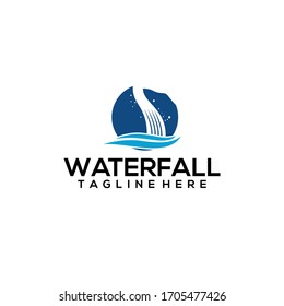 Waterfall Logo Design Vector Template