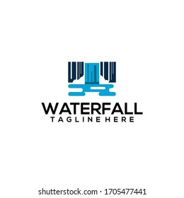 Waterfall Logo Design Vector Template