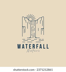 waterfall logo line art vector illustration template graphic design minimalist nature and adventure logo