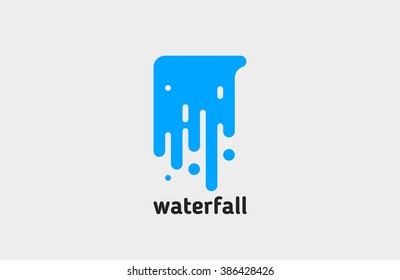 waterfall logo. water logo. creative logo design. line logo.