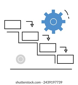 Waterfall Method Illustration. Sequential Project Development Approach. Visual depiction of the classic waterfall method emphasizing step-by-step progression in project development.