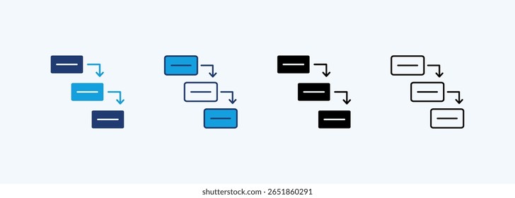 Waterfall Model Icon Set Multiple Style Collection