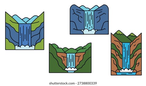Waterfall Mountai creative abstract style vector