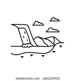 Waterfall, mountain, cloud icon. Simple line, outline vector elements of landscape icons for ui and ux, website or mobile application