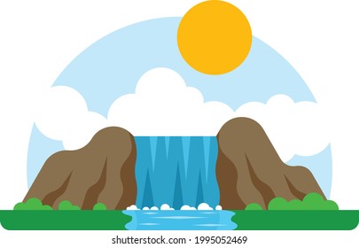 waterfall natural landscape vector design