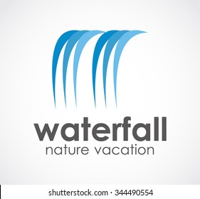 Waterfall of natural vacation abstract vector and logo design or template drop wave business icon of company identity symbol concept