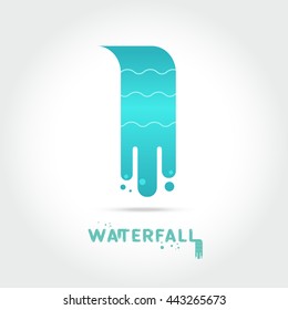 Waterfall of natural vacation abstract vector and logo design or template drop wave business icon of company identity symbol concept on white background ,Vector illustration