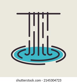 Waterfall of natural vacation vector isolated icon. Nature sign. Graph symbol for travel and tourism web site and apps design, logo, app, UI