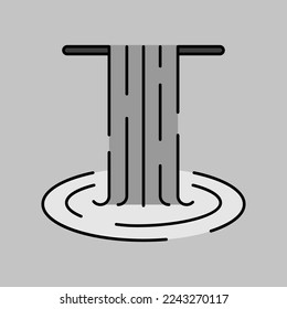 Cascada del vector natural de vacaciones aislado icono de escala de grises. Signo de la naturaleza. Símbolo gráfico del sitio web de viajes y turismo y diseño de aplicaciones, logotipo, aplicación, interfaz de usuario
