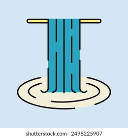Waterfall of natural vacation vector isolated icon. Nature sign. Graph symbol for travel and tourism web site and apps design, logo, app, UI
