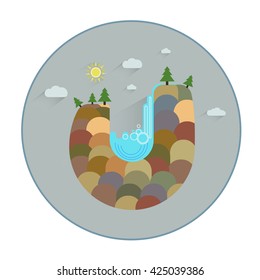 Waterfall. Nature icon