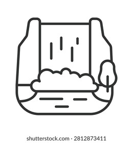 Waterfall in nature, icon in line design. Nature, water, cascade, river, landscape, stream, park on white background vector. Waterfall editable stroke icon