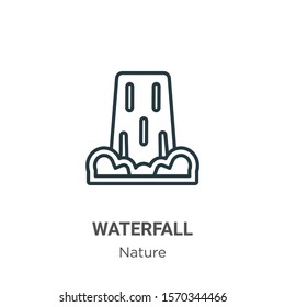 Waterfall outline vector icon. Thin line black waterfall icon, flat vector simple element illustration from editable nature concept isolated on white background
