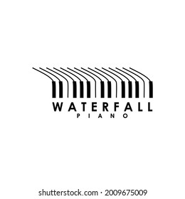waterfall piano music acoustic instrument logo design vector illustration