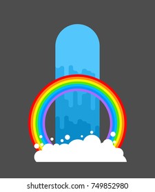 Waterfall and rainbow isolated. Natural Pure Water. Rivers and Water falls. Vector illustration