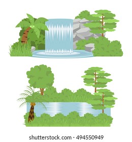 Waterfall and River Landscape