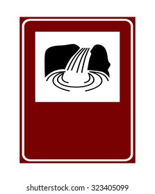  Waterfall road sign on vector background.