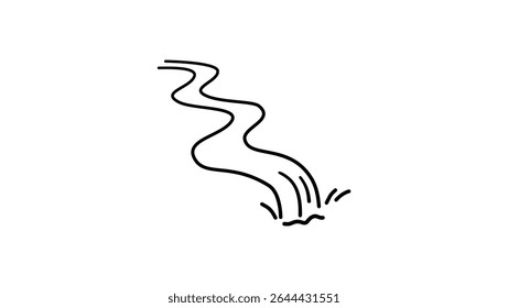 waterfall sign, black isolated silhouette