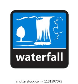 Waterfall sign with label for print and digital content