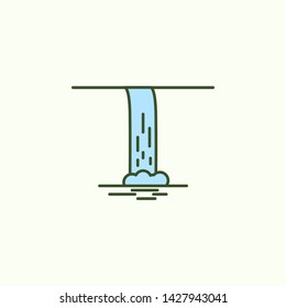 waterfall with simple color element icon