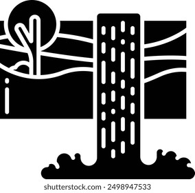 Waterfall solid glyph vector illustration