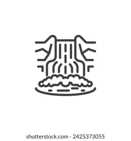 Waterfall splash line icon. linear style sign for mobile concept and web design. Waterfall flow outline vector icon. Symbol, logo illustration. Vector graphics