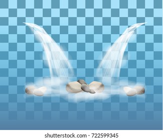 Waterfall with stone element vector illustration