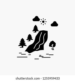 waterfall, tree, pain, clouds, nature Glyph Icon. Vector isolated illustration