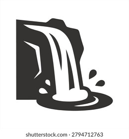 Waterfall vector icon black and white silhouette graphic
