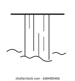 Waterfall vector icon for map. Cartography. Black pictogram on white background. Tourism