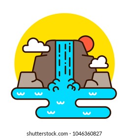  Waterfall Vector Illustration.