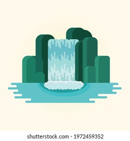 Waterfall vector illustration. Cartoon vector icon isolated on warm background waterfall.