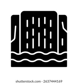 Waterfall Vector Illustration for Scenic Nature and Mountain Hikes. National park travel symbol, rushing water and forest trek icon