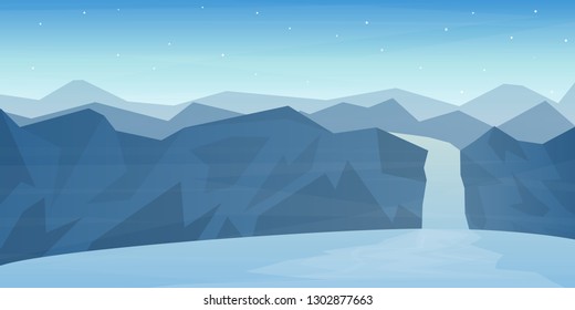 Waterfall. Vector landscape